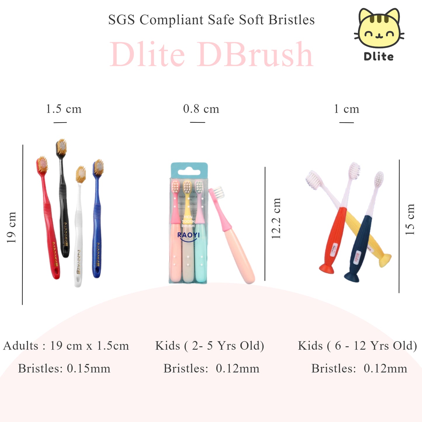 β
 Dlite DBrush Japan Quality Toothbrush Soft Bristles Oral Care Adults Toothbrush Kids Toothbrush 6-12 Y/O