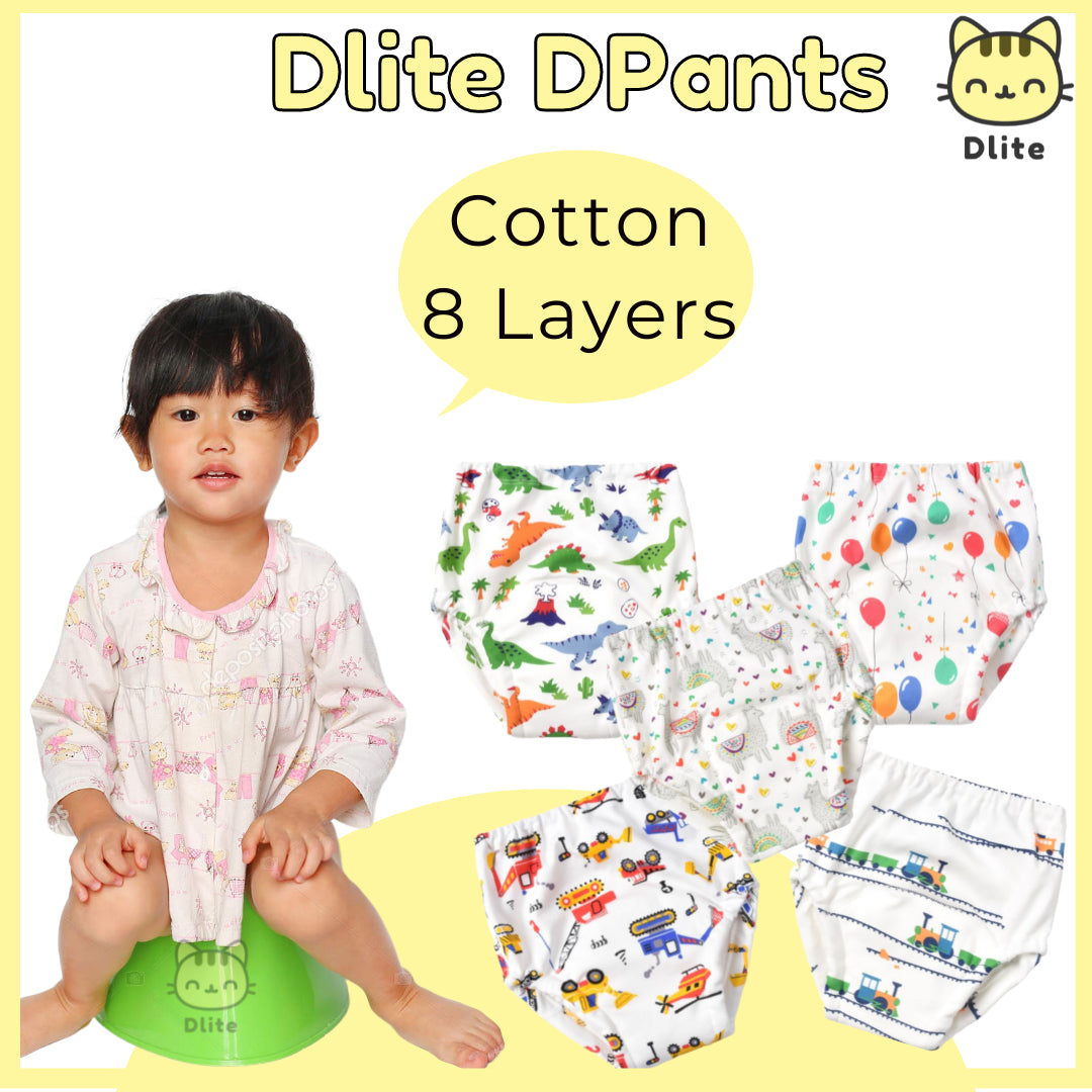✅ Dlite DPants 100% Cotton 8 Layers Baby Toilet Training Pants Potty Training Over 8,000+ Pieces Sold