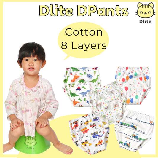 ✅ Dlite DPants 100% Cotton 8 Layers Baby Toilet Training Pants Potty Training Over 8,000+ Pieces Sold