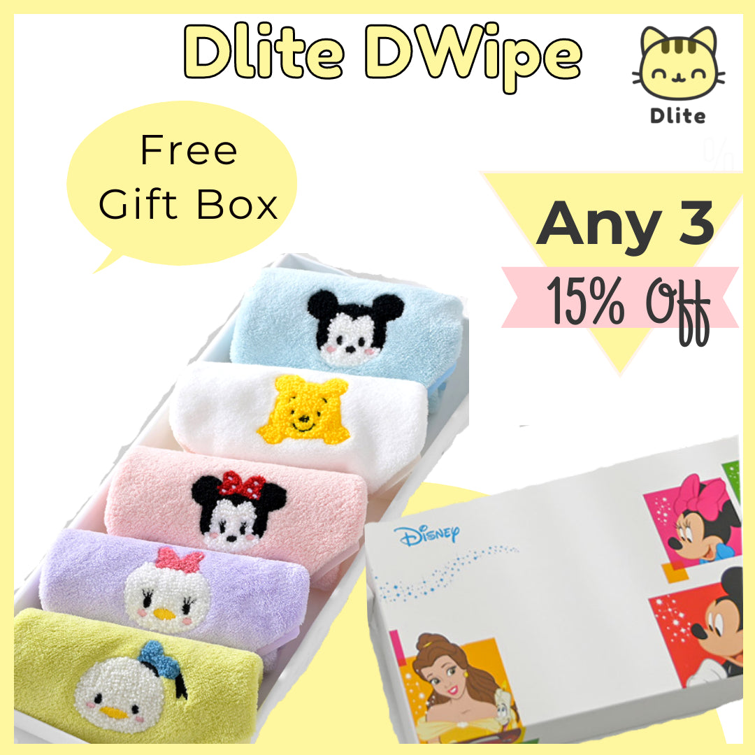 ✅Dlite DWipe Ultra Soft Baby Disney Kids Washcloth Handkerchief Burping Cloth Absorbent & Big 30cm x 30cm