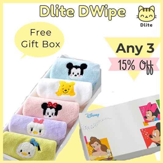 ✅Dlite DWipe Ultra Soft Baby Disney Kids Washcloth Handkerchief Burping Cloth Absorbent & Big 30cm x 30cm