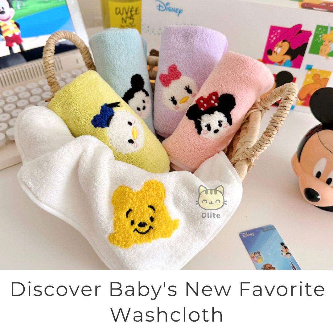 ✅Dlite DWipe Ultra Soft Baby Disney Kids Washcloth Handkerchief Burping Cloth Absorbent & Big 30cm x 30cm