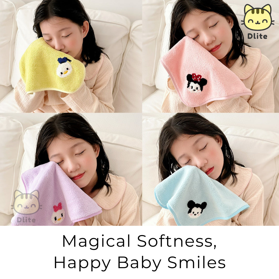 ✅Dlite DWipe Ultra Soft Baby Disney Kids Washcloth Handkerchief Burping Cloth Absorbent & Big 30cm x 30cm