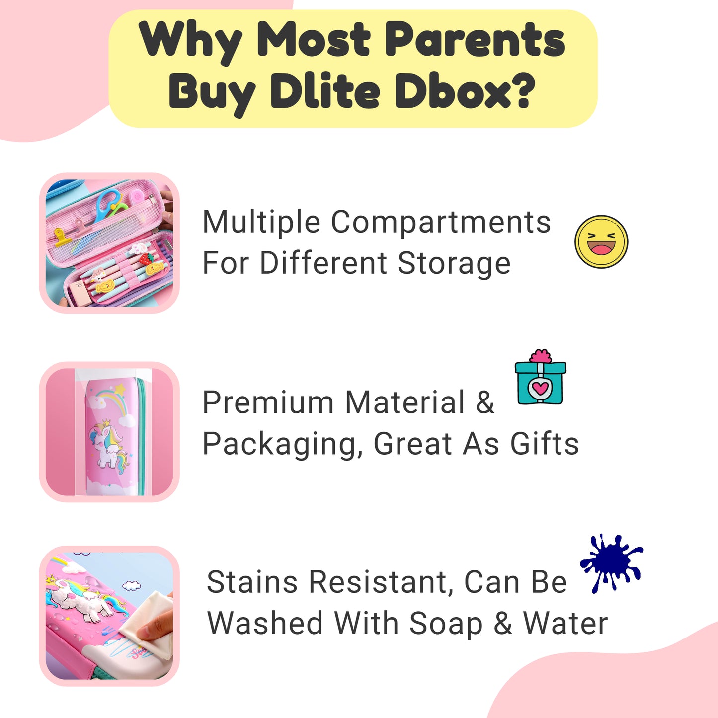 ✅ Dlite DBox Kids Pencil Case Waterproof Big 3D Pencil Box Goodie Bag Gifts Set Christmas Gifts