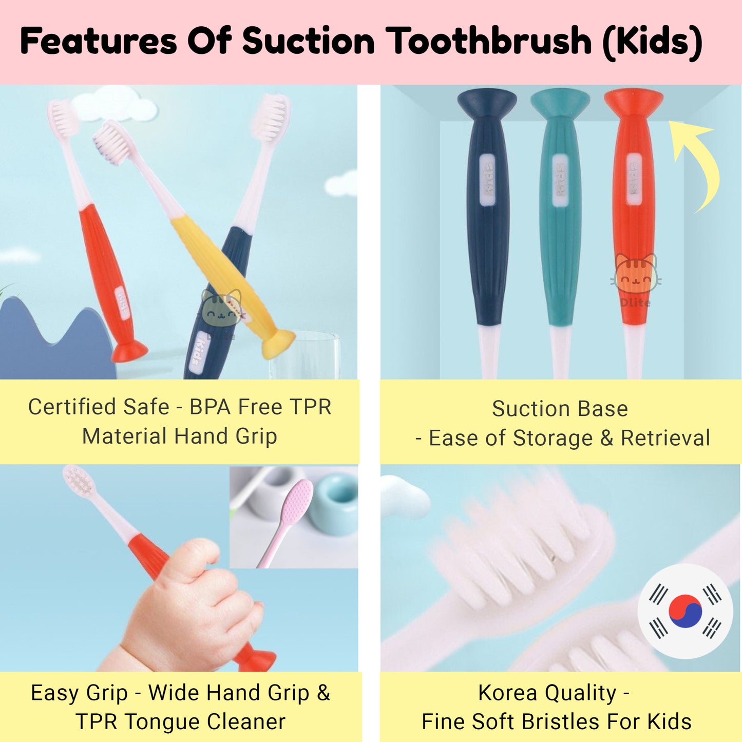 β
 Dlite DBrush Japan Quality Toothbrush Soft Bristles Oral Care Adults Toothbrush Kids Toothbrush 6-12 Y/O
