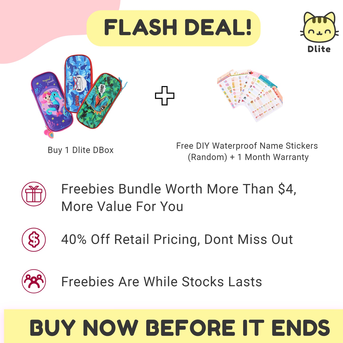 ✅ Dlite DBox Kids Pencil Case Waterproof Big 3D Pencil Box Goodie Bag Gifts Set Christmas Gifts
