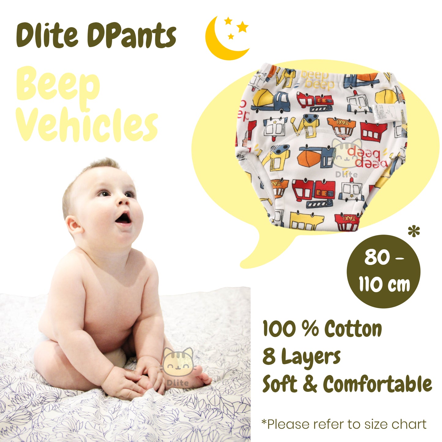 ✅ Dlite DPants 100% Cotton 8 Layers Baby Toilet Training Pants Potty Training Over 8,000+ Pieces Sold