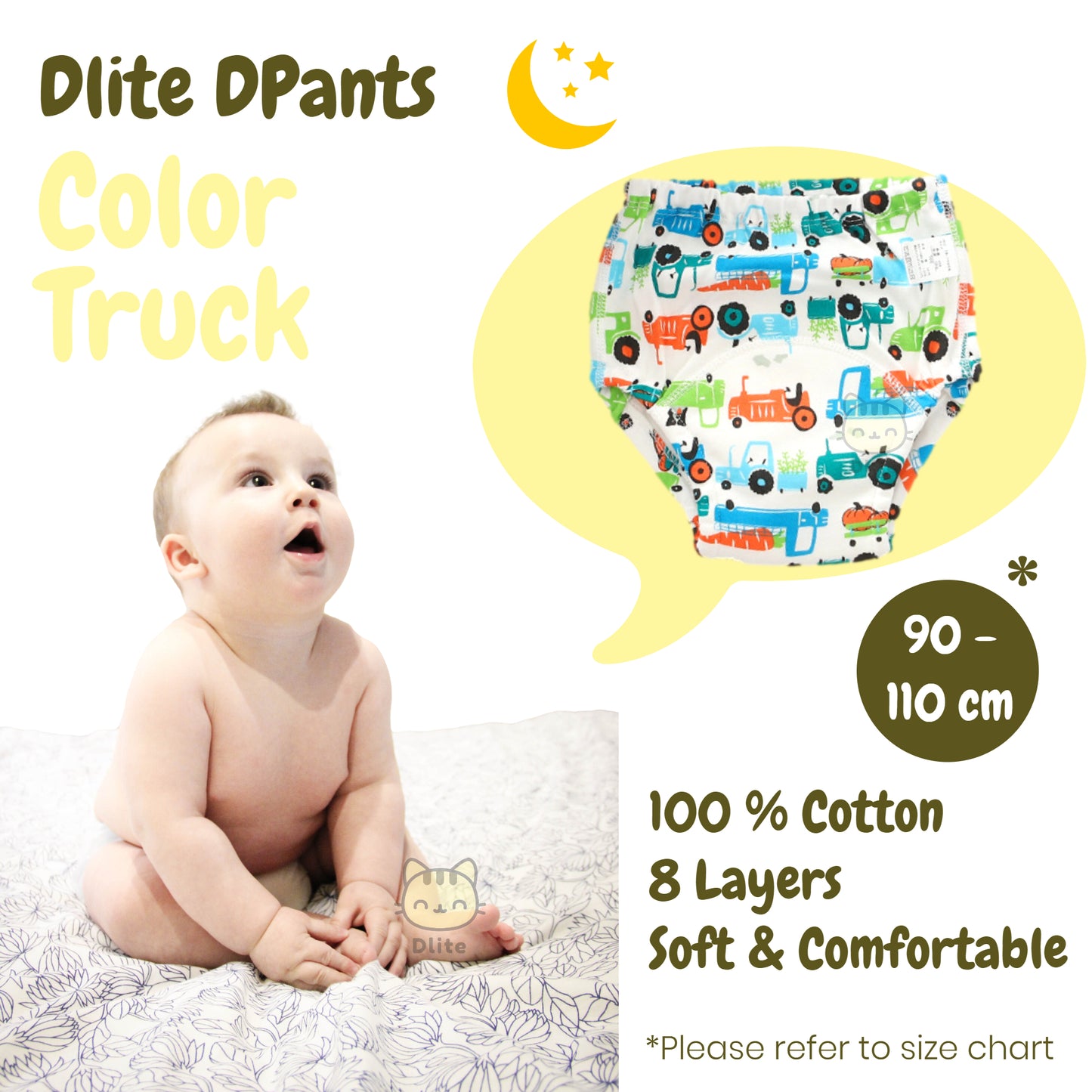 ✅ Dlite DPants 100% Cotton 8 Layers Baby Toilet Training Pants Potty Training Over 8,000+ Pieces Sold