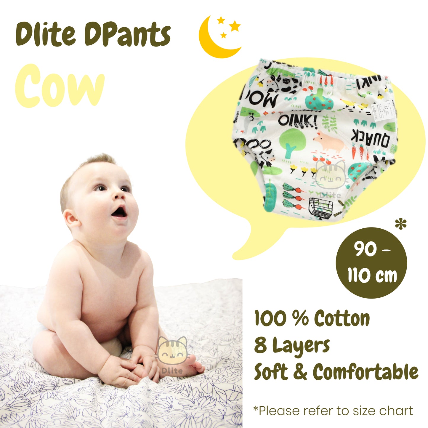 ✅ Dlite DPants 100% Cotton 8 Layers Baby Toilet Training Pants Potty Training Over 8,000+ Pieces Sold