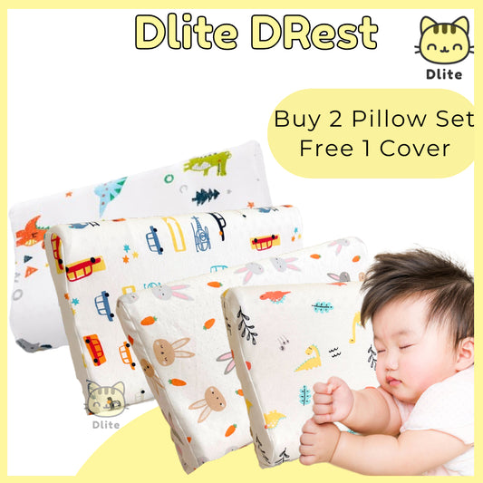 ✅ Dlite DRest Natural Latex Pillow 100% Cotton Pillowcase Kids Pillow 42*27*6cm SGS Compliant