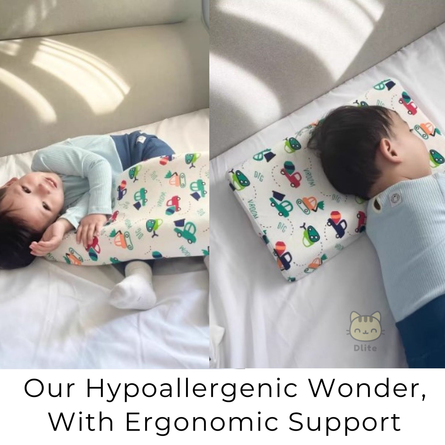 ✅ Dlite DRest Natural Latex Pillow 100% Cotton Pillowcase Kids Pillow 42*27*6cm SGS Compliant
