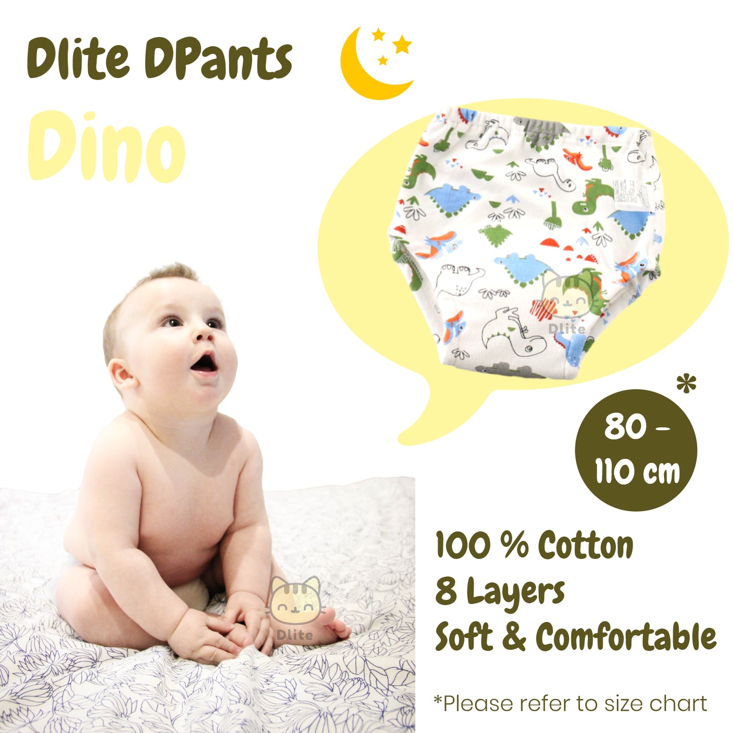 ✅ Dlite DPants 100% Cotton 8 Layers Baby Toilet Training Pants Potty Training Over 8,000+ Pieces Sold