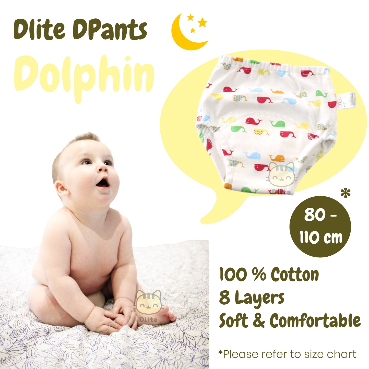 ✅ Dlite DPants 100% Cotton 8 Layers Baby Toilet Training Pants Potty Training Over 8,000+ Pieces Sold