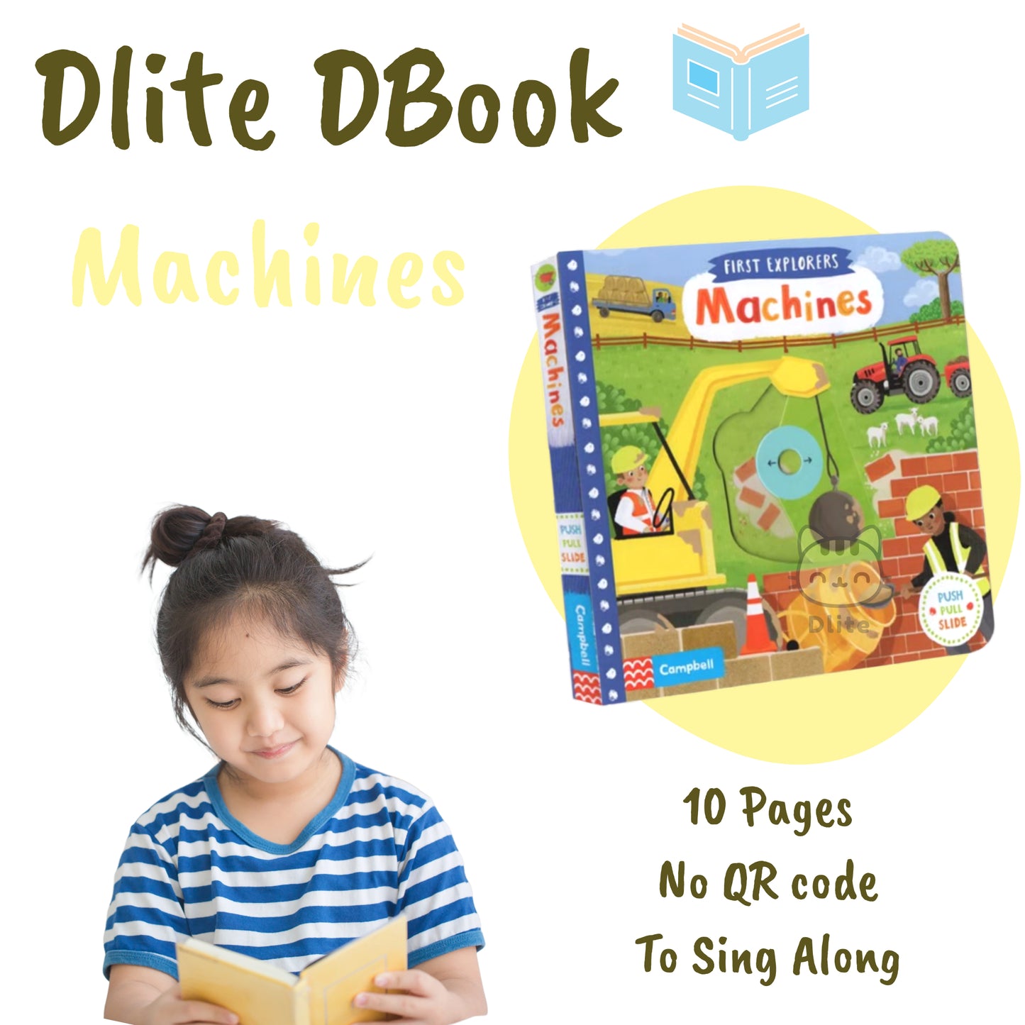 Dlite DBook Interactive Kids Storybook Popular Nursery Rhythm With Slide & Pull Kids Gift