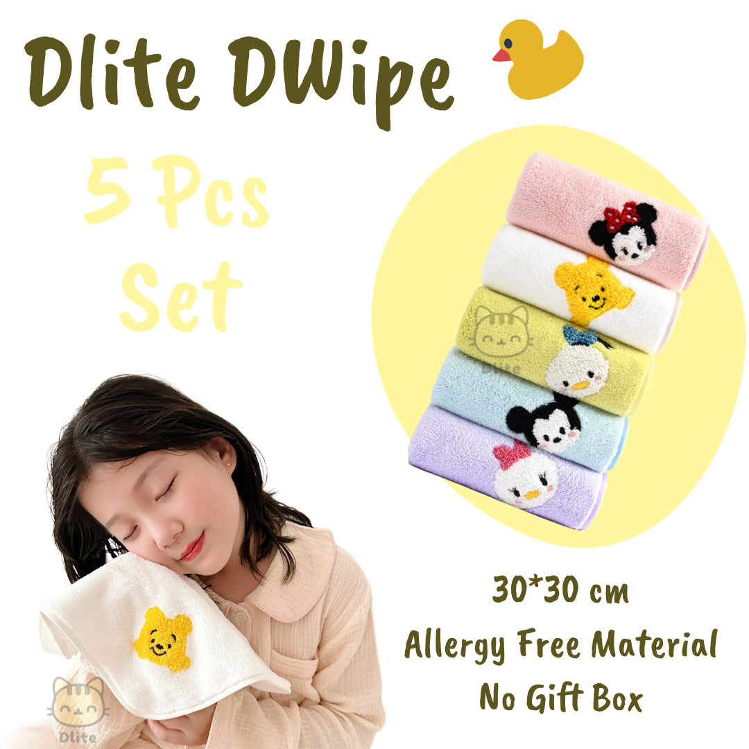 ✅Dlite DWipe Ultra Soft Baby Disney Kids Washcloth Handkerchief Burping Cloth Absorbent & Big 30cm x 30cm