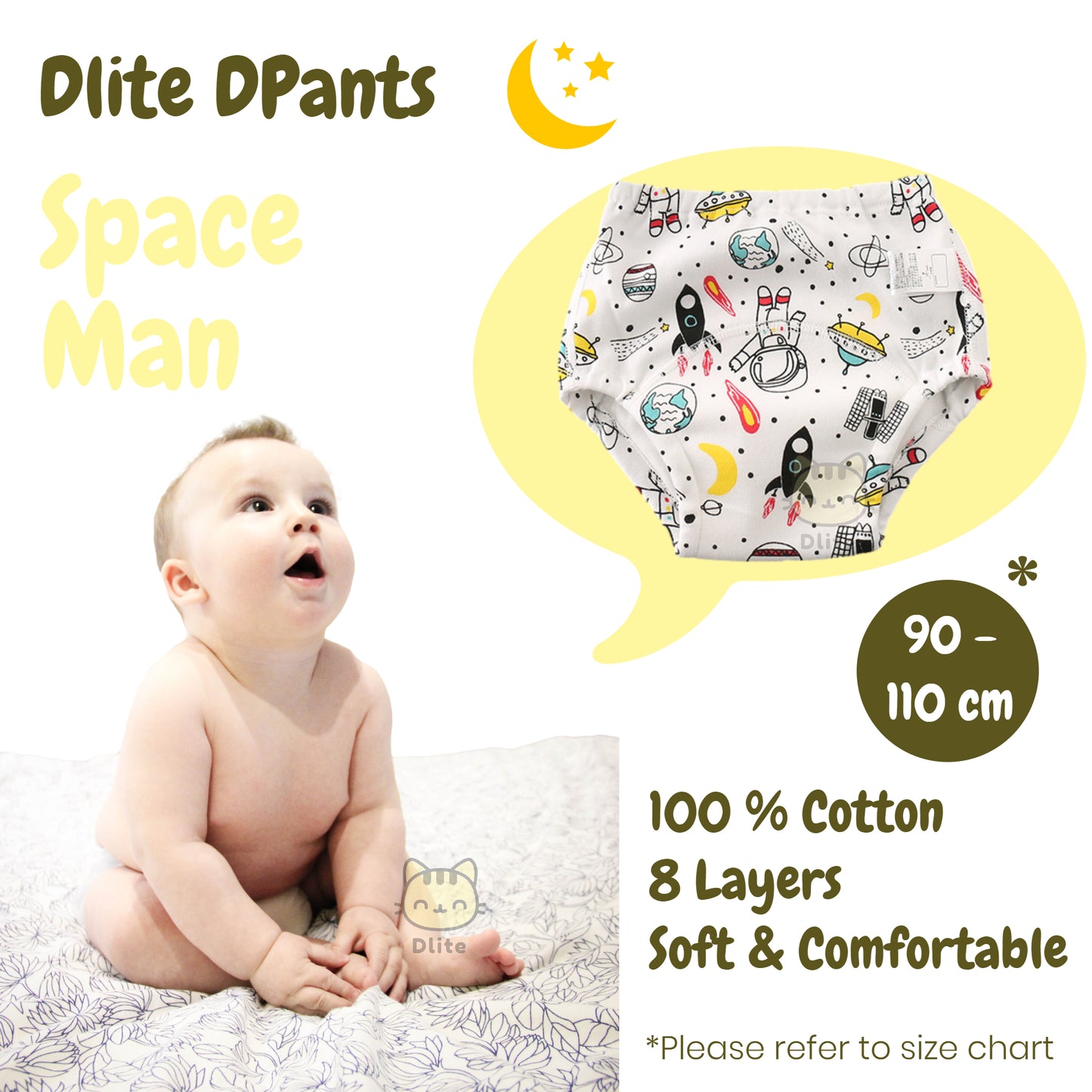 ✅ Dlite DPants 100% Cotton 8 Layers Baby Toilet Training Pants Potty Training Over 8,000+ Pieces Sold