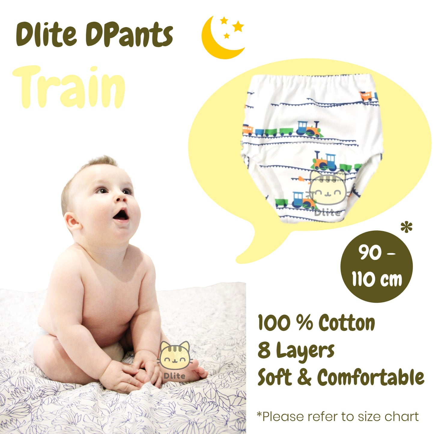 ✅ Dlite DPants 100% Cotton 8 Layers Baby Toilet Training Pants Potty Training Over 8,000+ Pieces Sold