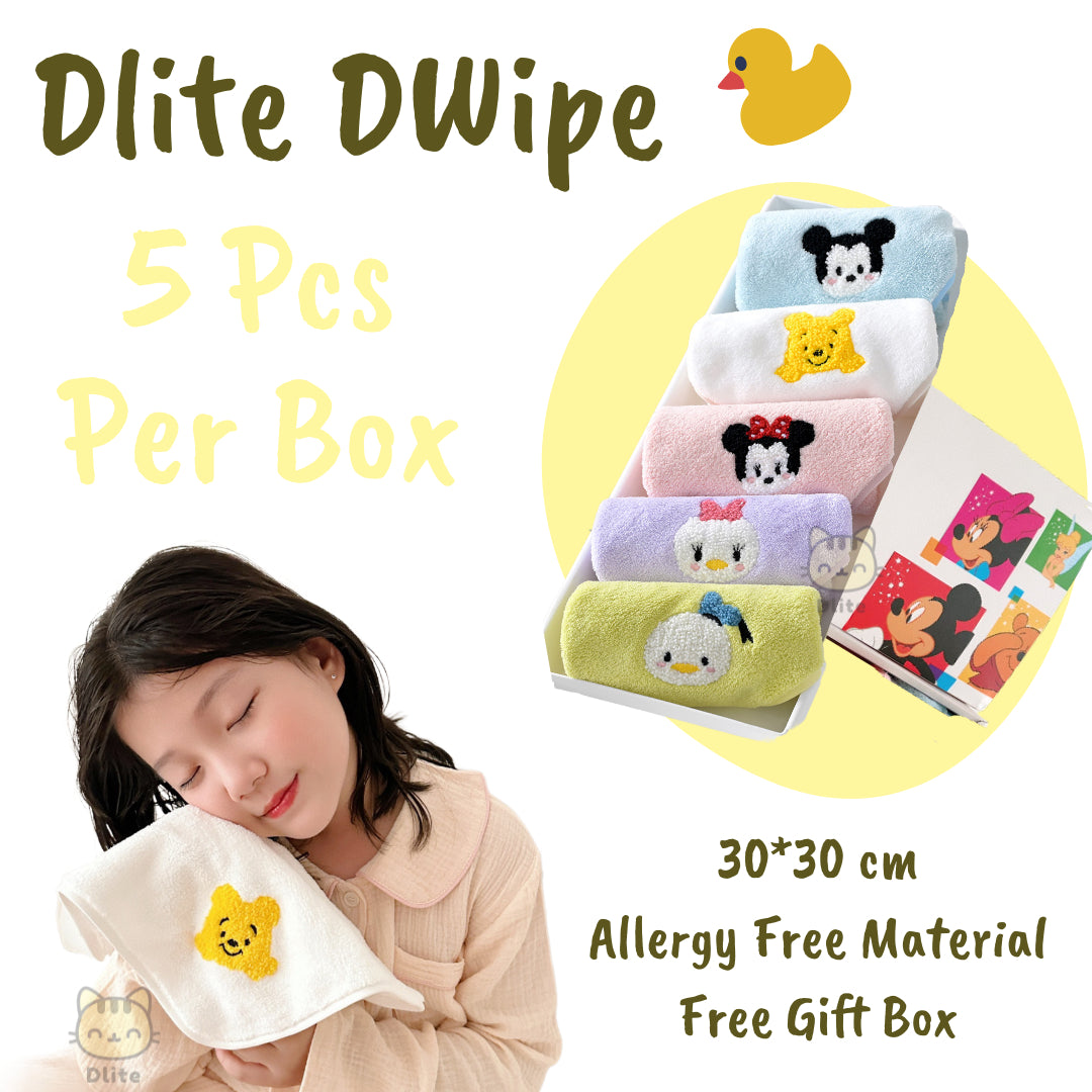 ✅Dlite DWipe Ultra Soft Baby Disney Kids Washcloth Handkerchief Burping Cloth Absorbent & Big 30cm x 30cm