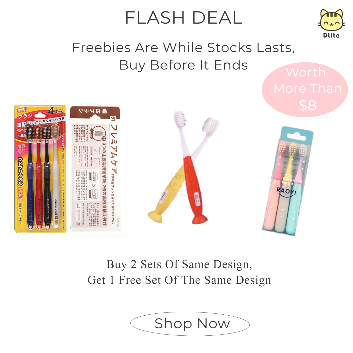 β
 Dlite DBrush Japan Quality Toothbrush Soft Bristles Oral Care Adults Toothbrush Kids Toothbrush 6-12 Y/O