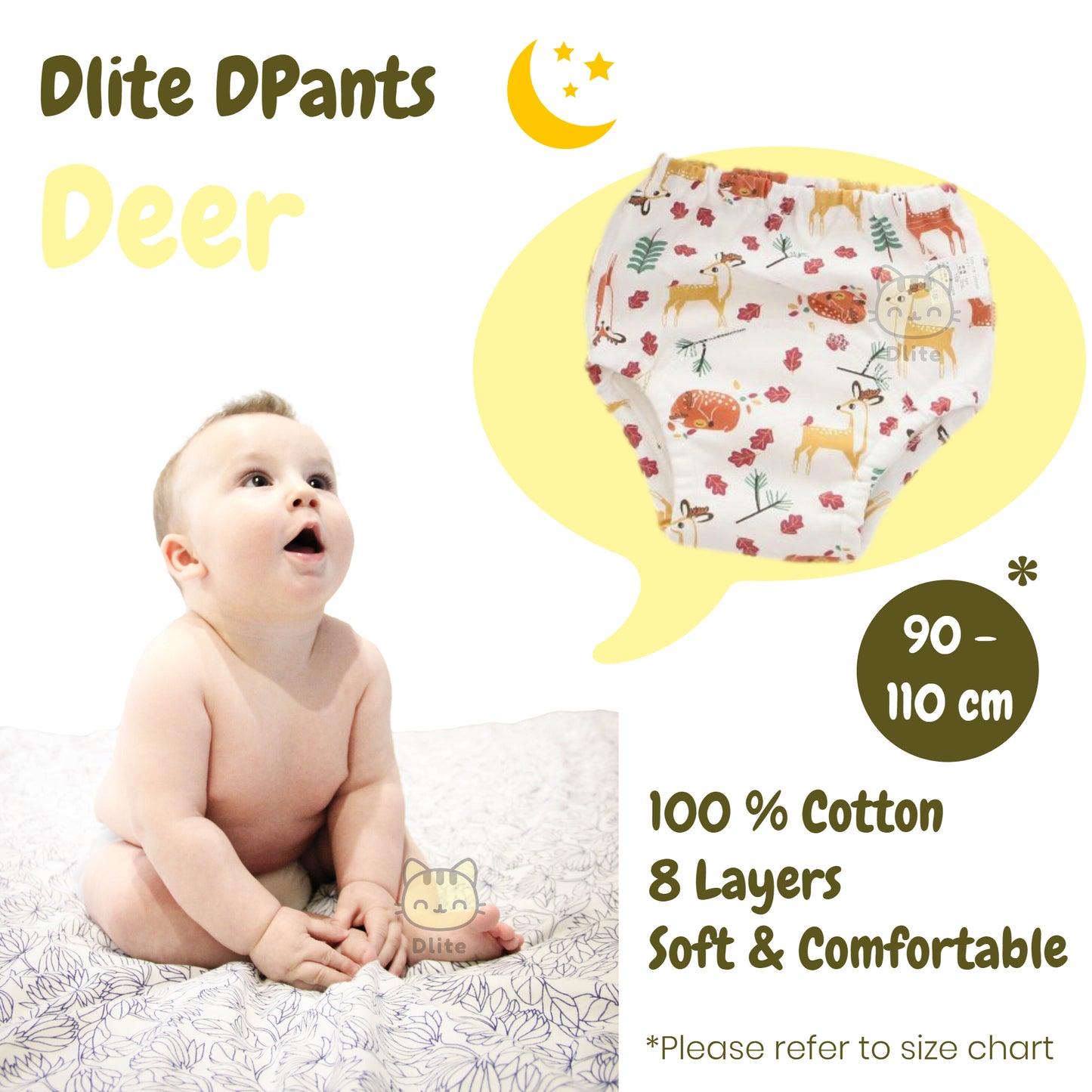 ✅ Dlite DPants 100% Cotton 8 Layers Baby Toilet Training Pants Potty Training Over 8,000+ Pieces Sold