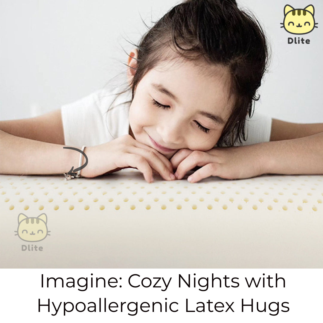 ✅ Dlite DRest Natural Latex Pillow 100% Cotton Pillowcase Kids Pillow 42*27*6cm SGS Compliant