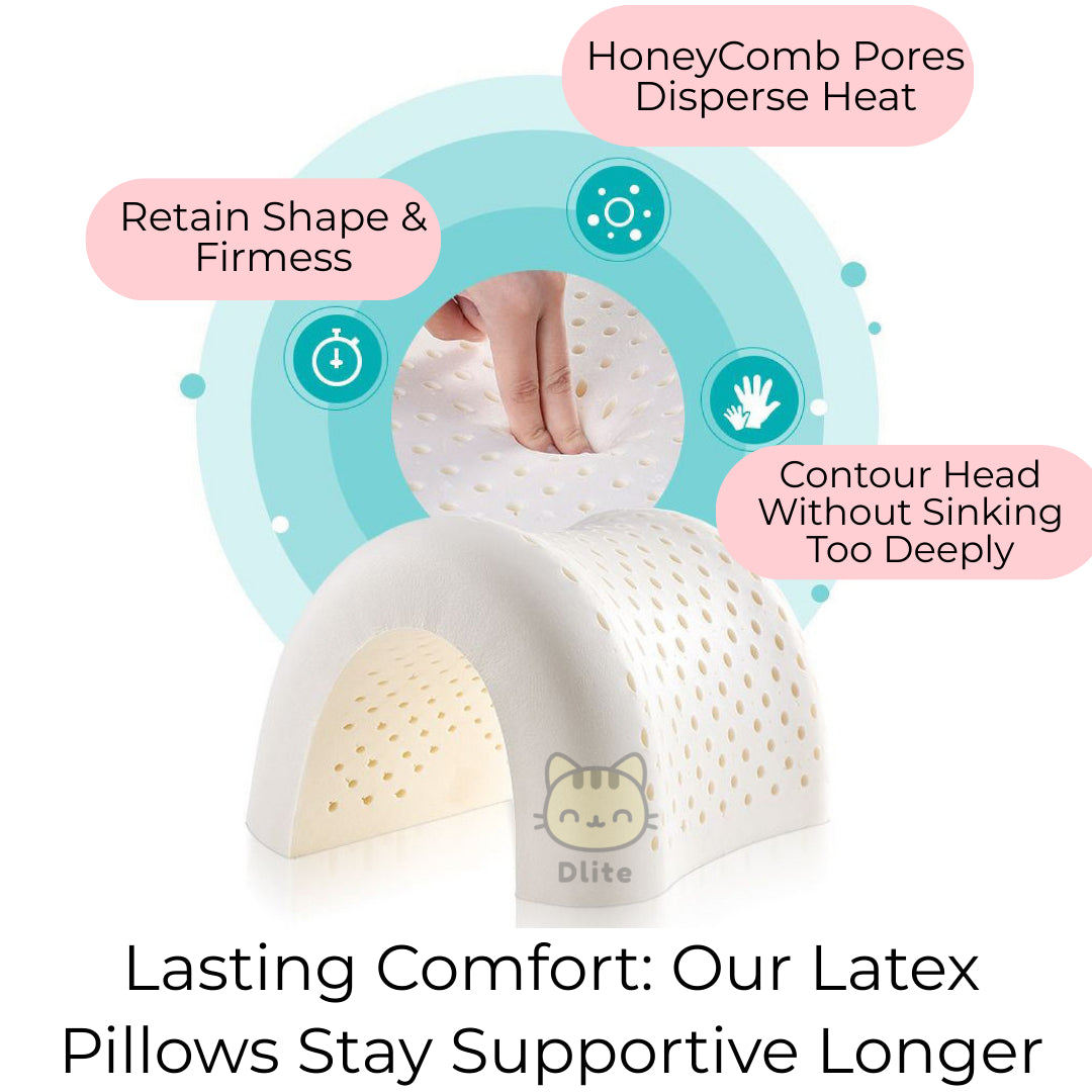 ✅ Dlite DRest Natural Latex Pillow 100% Cotton Pillowcase Kids Pillow 42*27*6cm SGS Compliant
