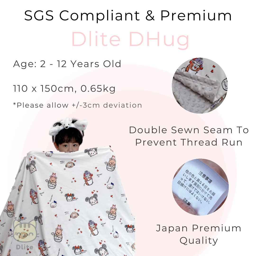 Dlite DHug Japan Quality Kids Blanket 110*150cm Childcare Blanket Minky Fleece Weighted Blanket