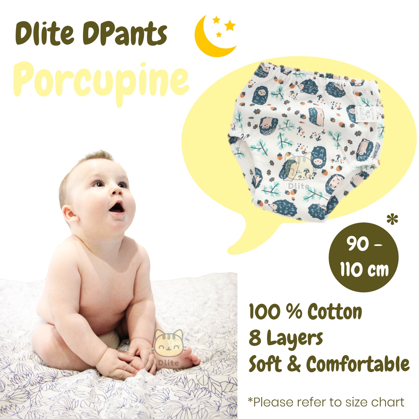✅ Dlite DPants 100% Cotton 8 Layers Baby Toilet Training Pants Potty Training Over 8,000+ Pieces Sold