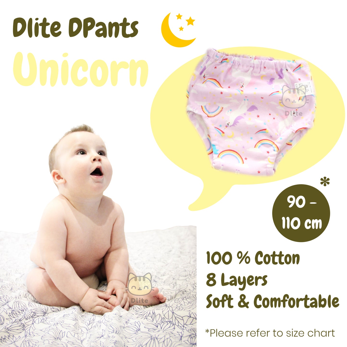 ✅ Dlite DPants 100% Cotton 8 Layers Baby Toilet Training Pants Potty Training Over 8,000+ Pieces Sold