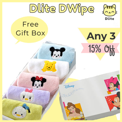 ✅Dlite DWipe Ultra Soft Baby Disney Kids Washcloth Handkerchief Burping Cloth Absorbent & Big 30cm x 30cm
