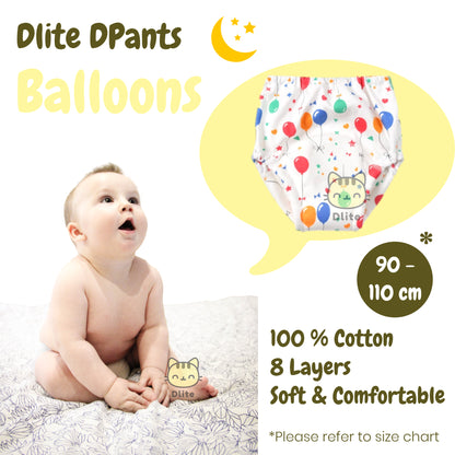 ✅ Dlite DPants 100% Cotton 8 Layers Baby Toilet Training Pants Potty Training Over 8,000+ Pieces Sold