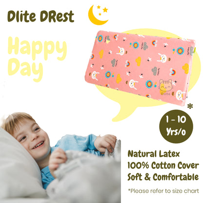 ✅ Dlite DRest Natural Latex Pillow 100% Cotton Pillowcase Kids Pillow 42*27*6cm SGS Compliant