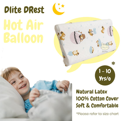 ✅ Dlite DRest Natural Latex Pillow 100% Cotton Pillowcase Kids Pillow 42*27*6cm SGS Compliant