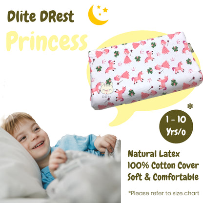 ✅ Dlite DRest Natural Latex Pillow 100% Cotton Pillowcase Kids Pillow 42*27*6cm SGS Compliant