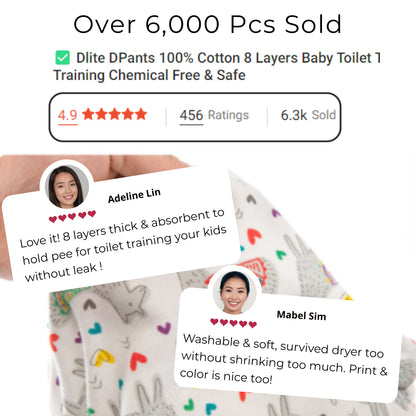 ✅ Dlite DPants 100% Cotton 8 Layers Baby Toilet Training Pants Potty Training Over 8,000+ Pieces Sold