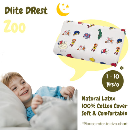 ✅ Dlite DRest Natural Latex Pillow 100% Cotton Pillowcase Kids Pillow 42*27*6cm SGS Compliant