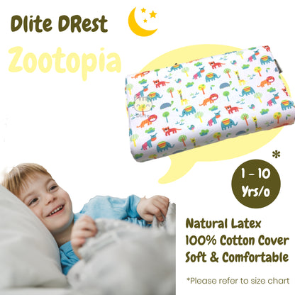 ✅ Dlite DRest Natural Latex Pillow 100% Cotton Pillowcase Kids Pillow 42*27*6cm SGS Compliant